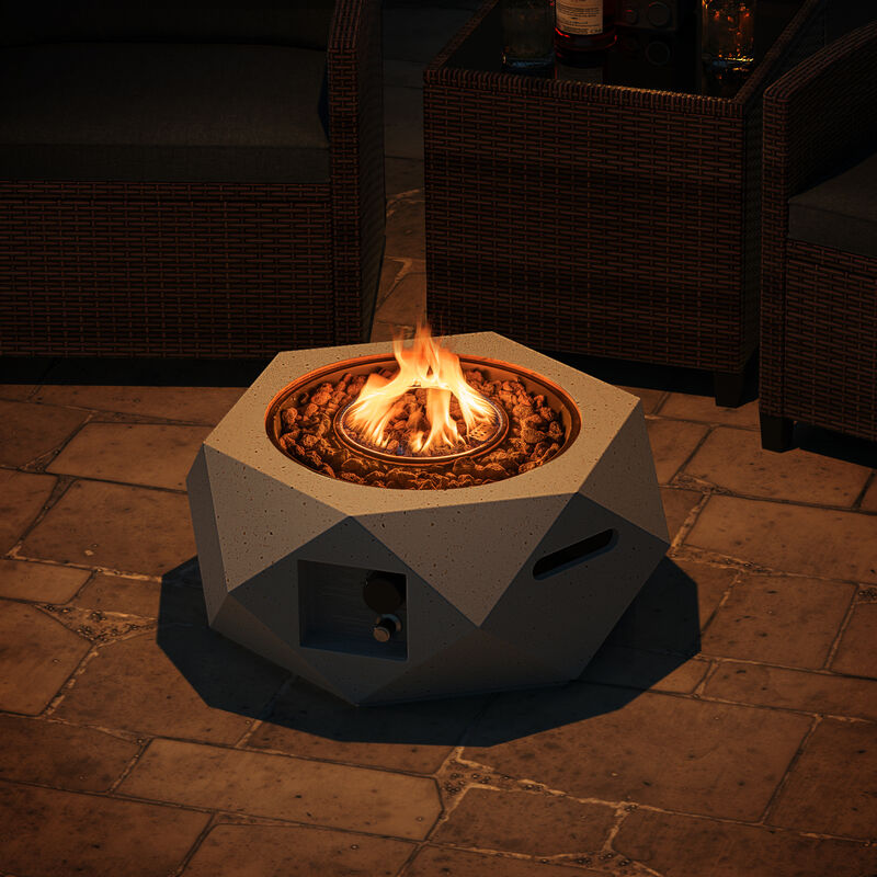 40000 BTU Hexagon Terrazzo Propane Fire Pit Table with Stainless Steel Burner