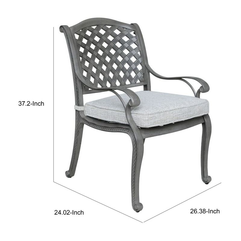 Mace Outdoor Patio Dining Armchair, 24 Inch, Aluminium, Golden Beige