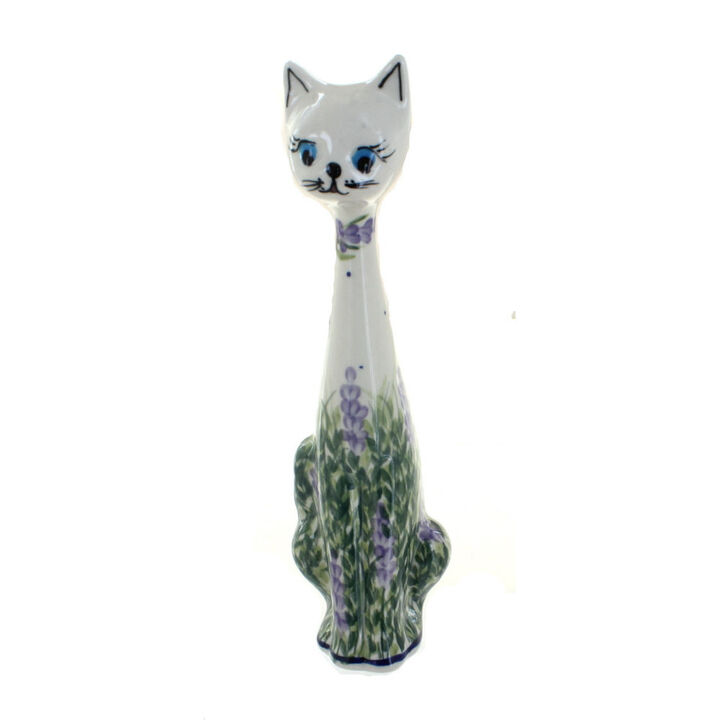 Blue Rose Polish Pottery Lavender Fields Medium Cat