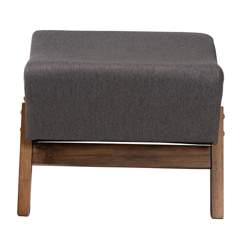 Baxton Studio Hanson Modern Light Grey Fabric and Walnut Brown Finished Wood Ottoman