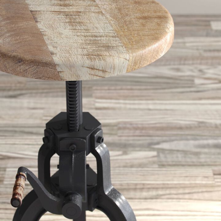 Jofran Inc. Global Archive Industrial Iron and Solid Wood Crank Table