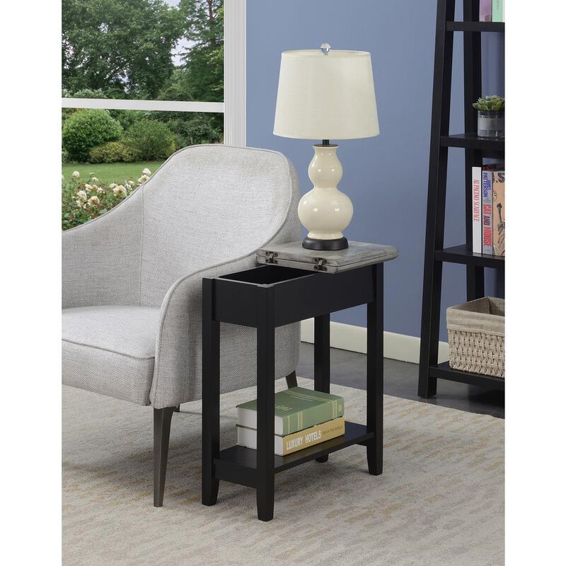 Convenience Concepts American Heritage Flip Top End Table, Faux Birch/Black