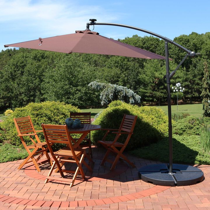 Sunnydaze 10 ft Solar Offset Steel Patio Umbrella with Crank