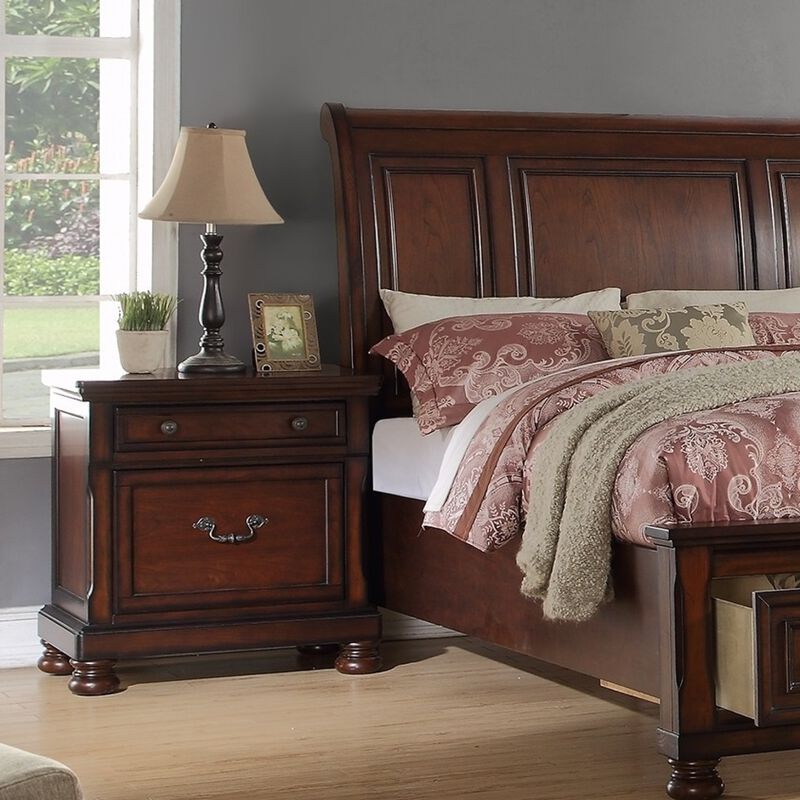 Streamdale Cherry Finish Nightstand with Storage