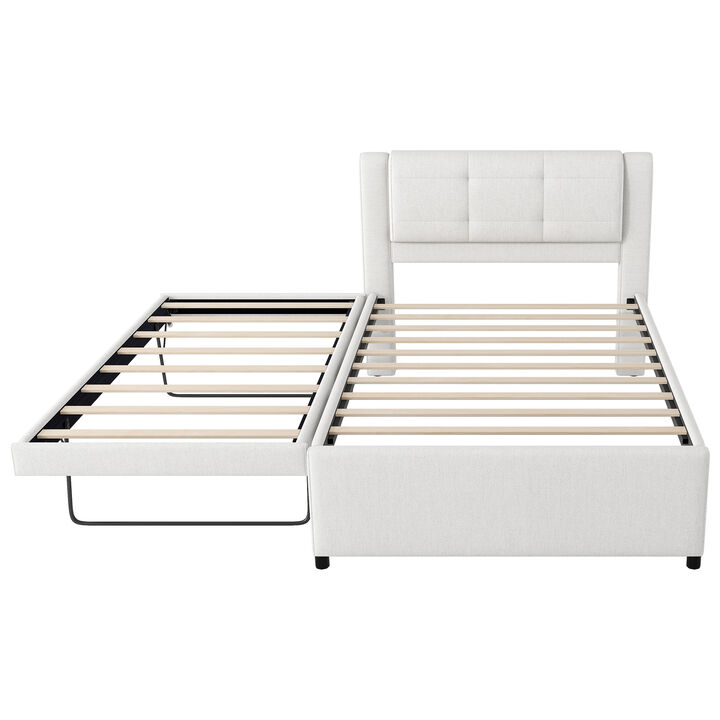 Merax Upholstery Platform Bed with Trundle