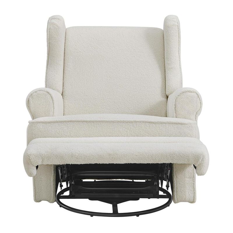 Oxford Baby Teegan Swivel Rocker / Recliner Boucle White