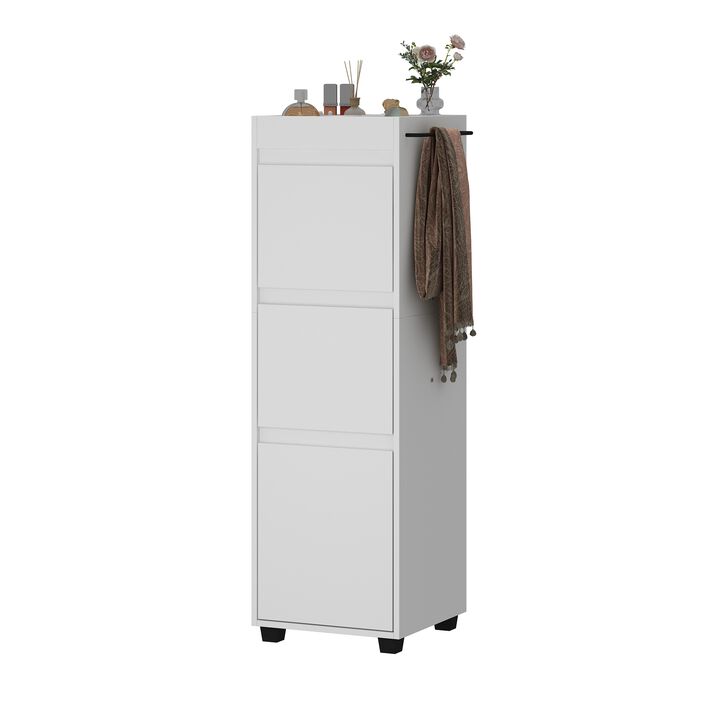 FUFU&GAGA Modern White Wardrobe with 2 Drawers and 1 Cabinet, Adjustable Shelf, Black Rubber Feet (15.7" W x 15.7" D x 50.8" H), White Melamine Finish