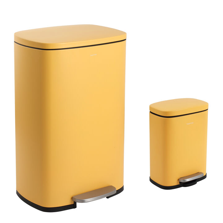Connor Rectangular Trash Can with Soft-Close Lid and FREE Mini Trash Can