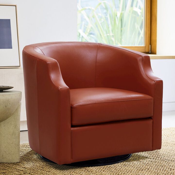 Comfort Pointe Caramel Top Grain Leather Swivel Glider Barrel Chair