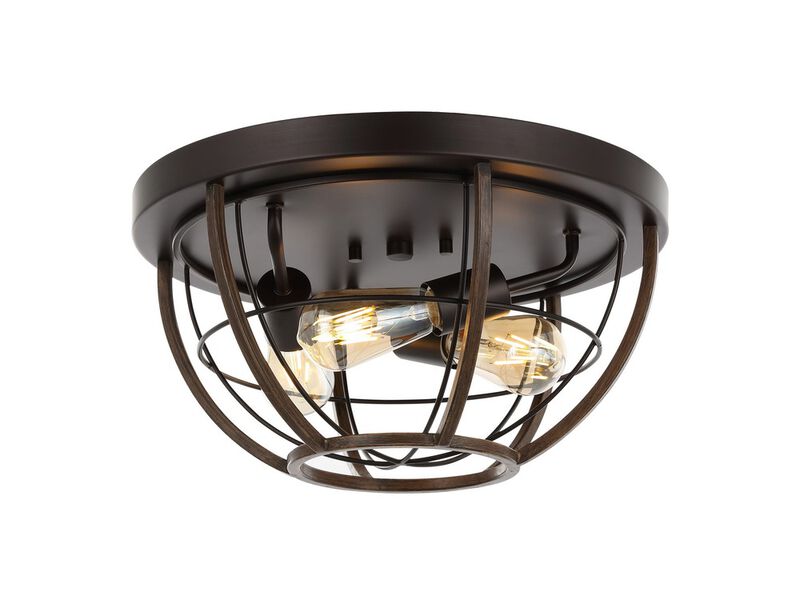 Lyla 3-Light Rustic Farmhouse Iron LED Flush Mount