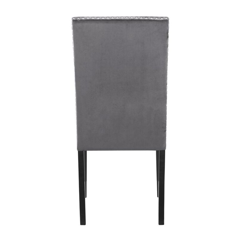 New Classic Furniture Furniture 37.75 Velvet & Wood Dining Chair in Gray (Set of 2)
