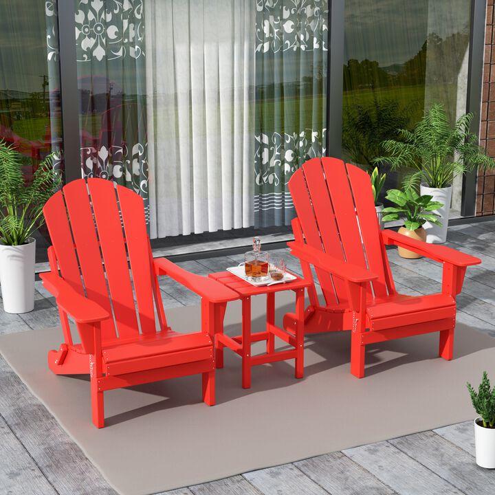 WestinTrends 3-Piece Outdoor Patio Adirondack Chairs with Side Table Set