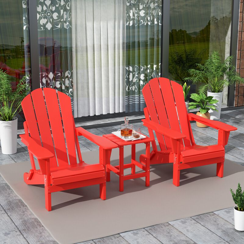 WestinTrends 3-Piece Outdoor Patio Adirondack Chairs with Side Table Set