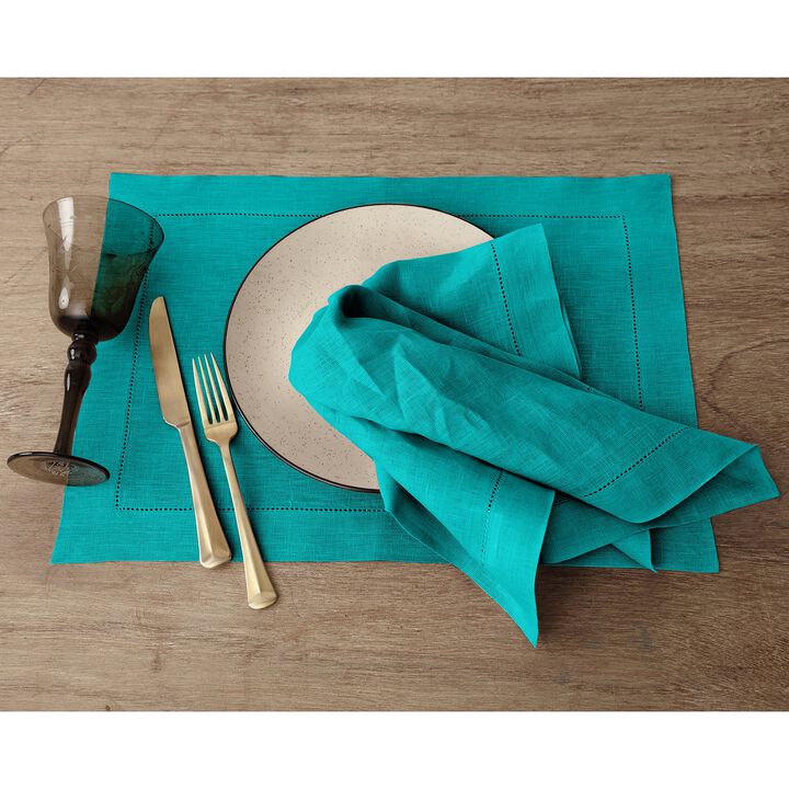 Solino Home 100% Pure Linen Dinner Napkins 20 x 20 Inch Set of 4 | Classic Hemstitch