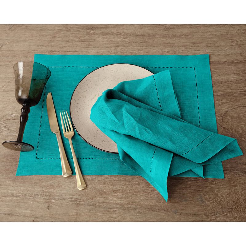 Solino Home 100% Pure Linen Dinner Napkins 20 x 20 Inch Set of 4 | Classic Hemstitch