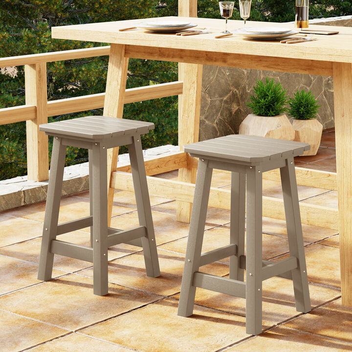 WestinTrends 24" HDPE Outdoor Patio Counter High Backless Square Bar Stools Set of Two