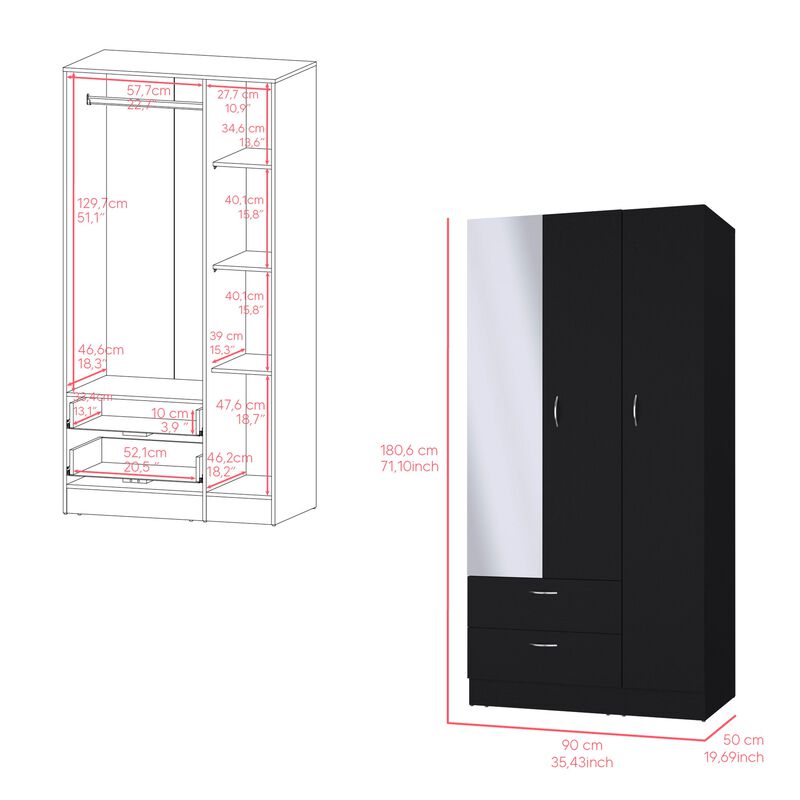 Armoire Haddam, Bedroom, Black