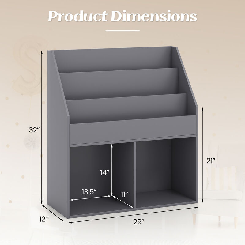 Kids Wooden Bookshelf Bookcase Children Toy Storage Cabinet Organizer