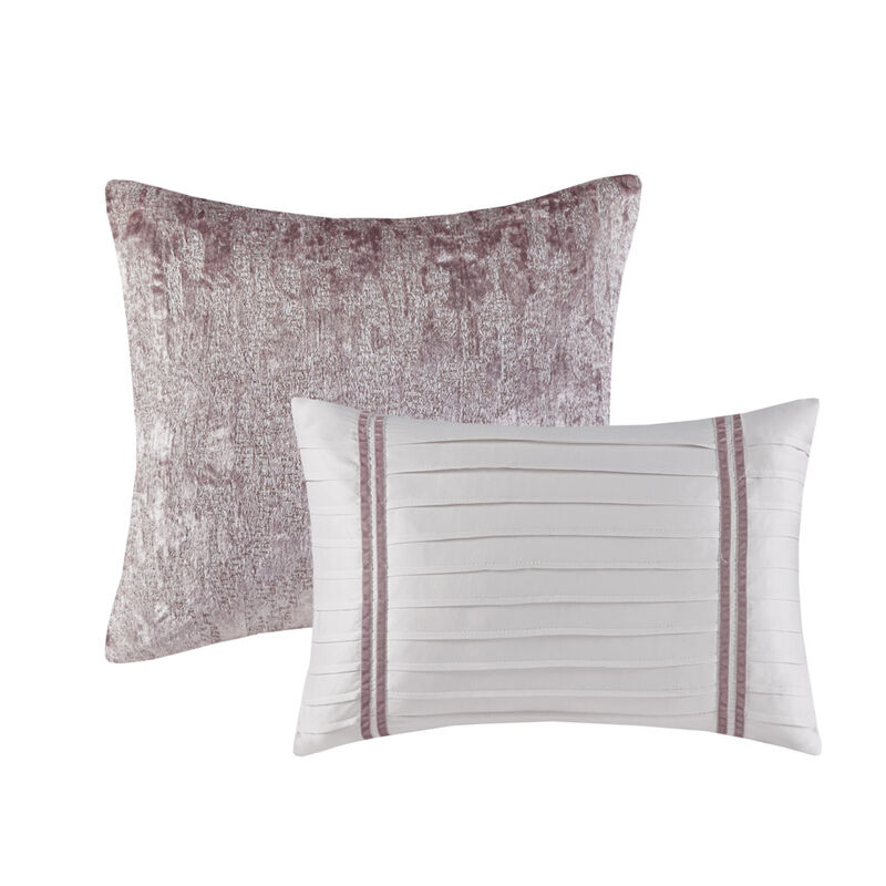 Gracie Mills 5-Piece Solid Crinkle Velvet Comforter Set
