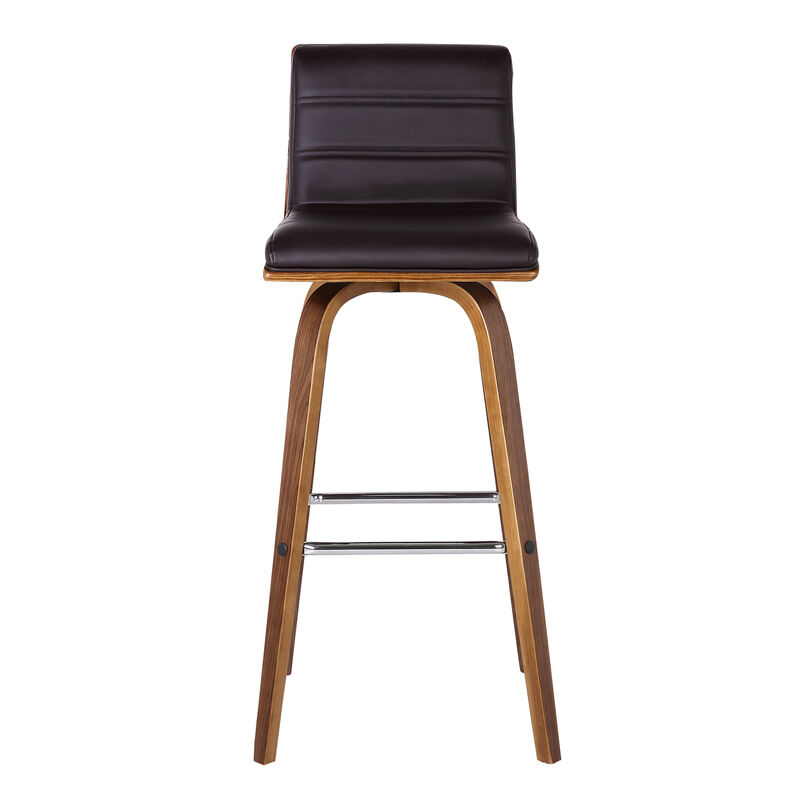 Vienna  Counter Height Swivel Cream Faux Leather and Walnut Wood Bar Stool