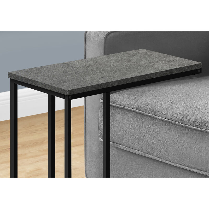 Monarch Specialties I 3765 Accent Table, C-shaped, End, Side, Snack, Living Room, Bedroom, Metal, Laminate, Grey, Black, Contemporary, Modern