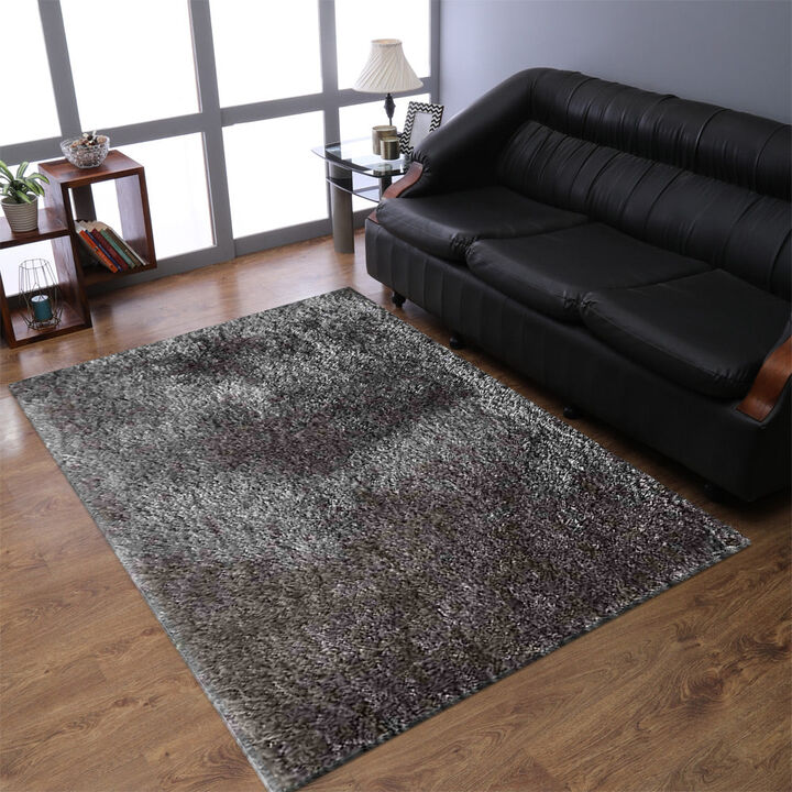 RUGSOTIC CARPETS HAND TUFTED SHAG POLYESTER ECO-FRIENDLY AREA RUGS  - 5'x8', Rectangle, Gray, Solid Plain Design, High Pile Thick Handmade Anti Skid Area Rugs for Living Room, Bed Room K00055