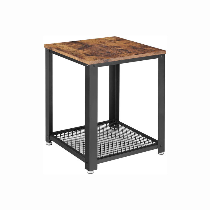 Industrial End Table – 2-Tier Side Table with Storage Shelf