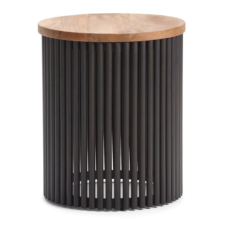 Simpli Home Demy Metal And Wood Accent Table In Natural, Black