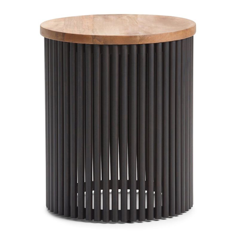 Simpli Home Demy Metal And Wood Accent Table In Natural, Black