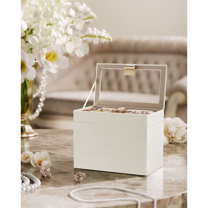 5-Tier Stackable Jewelry Trays Cloud White