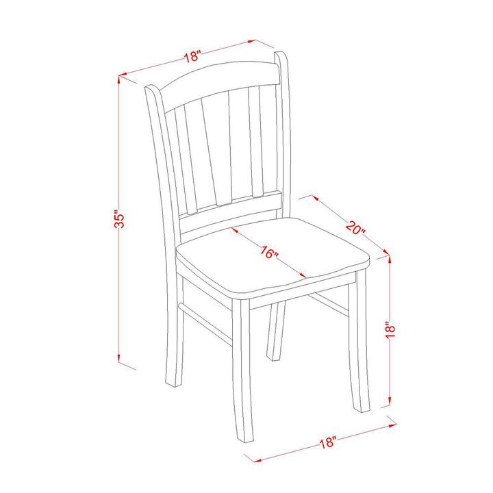 East West Furniture Dublin  Dining  room  Chair  with  Wood  Seat,  Set  of  2