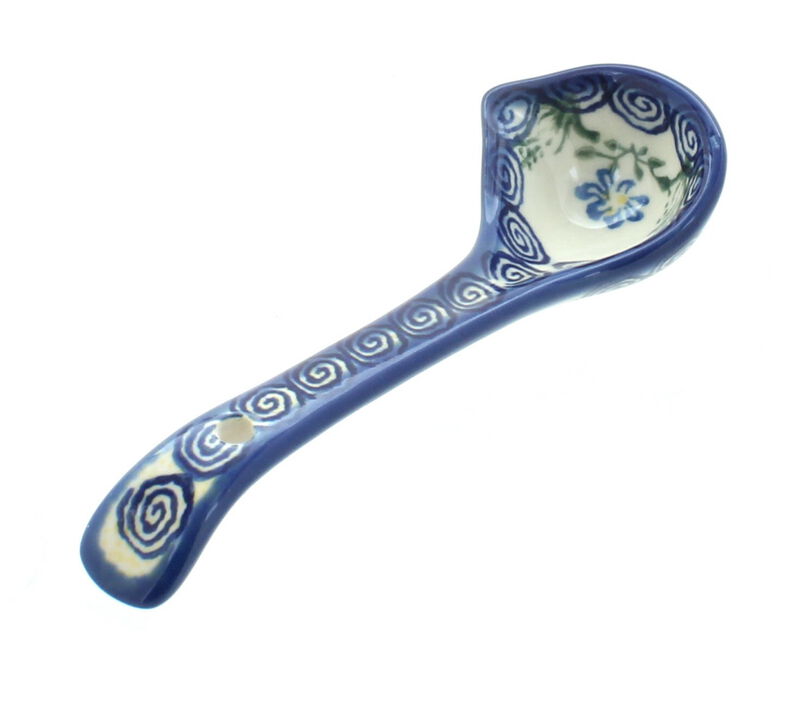 Blue Rose Polish Pottery Garden Butterfly Gravy Ladle