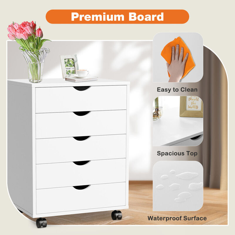 5 Drawer Chest with Mobile Wheels