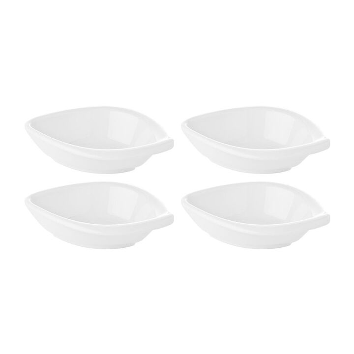 Porcelain Hawaii 7.5" x 6" x h:2" 10 oz. Oval White Porcelain Bowl (Set of 4)