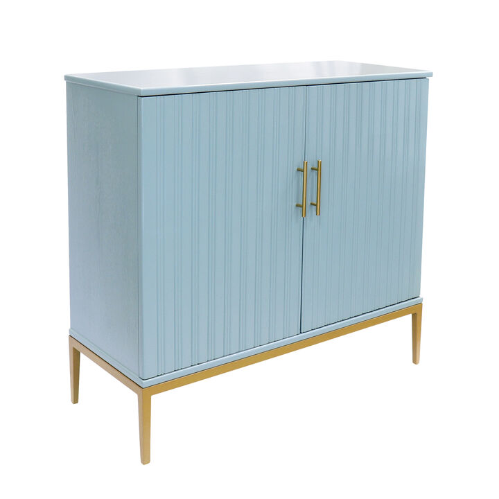 Pasargad Home Edgar & Gold Metal Frame Cabinet, Aqua