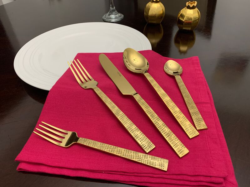 Rustic Golden Stainless Steel Flatware Set of 20 PC