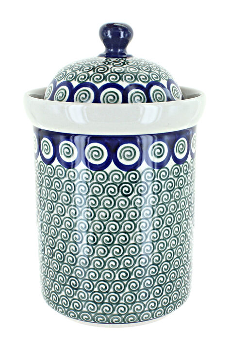 Blue Rose Polish Pottery Mardi Gras Large Canister