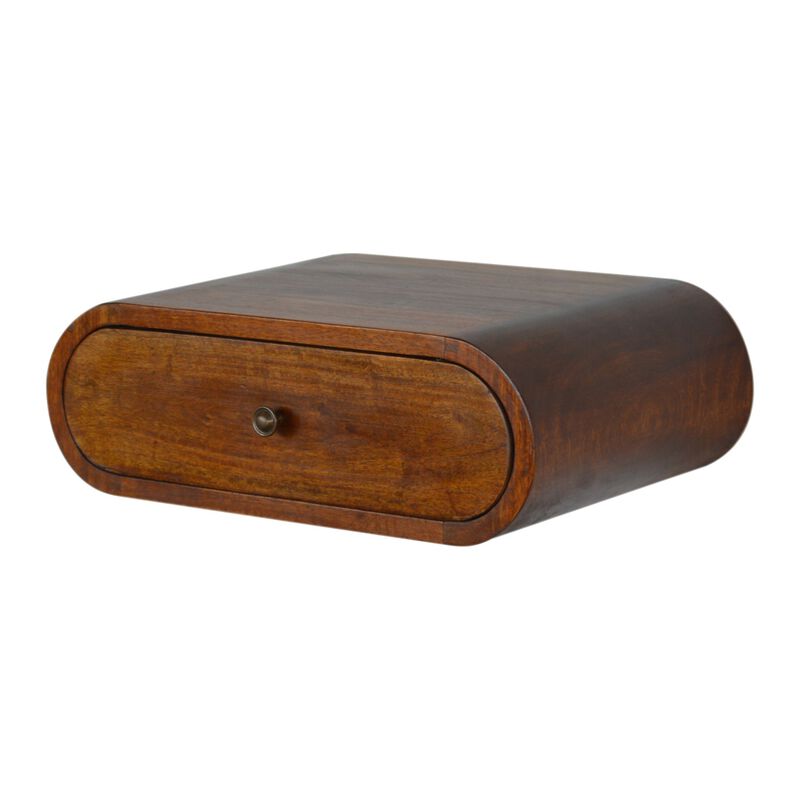 Wall Mounted Round Chestnut1 Drawer Nightstand