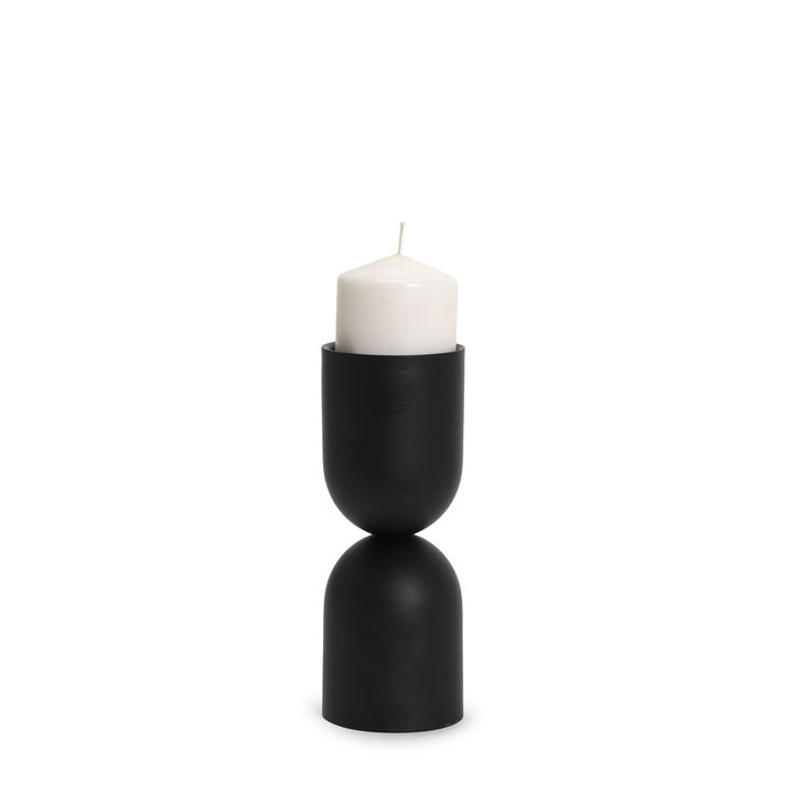 Qamra Short Black Candle Holder