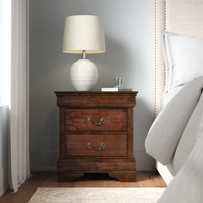Streamdale Traditional 2-Drawer Nightstand, Cherry Finish