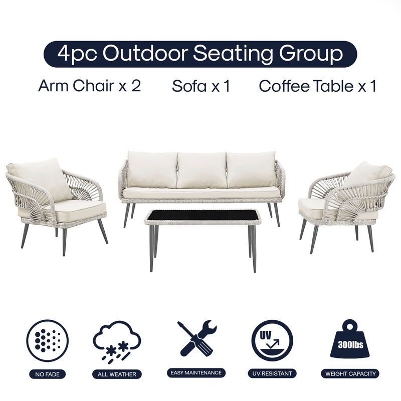Inspired Home Arsema  Outdoor 4pc Seating Group