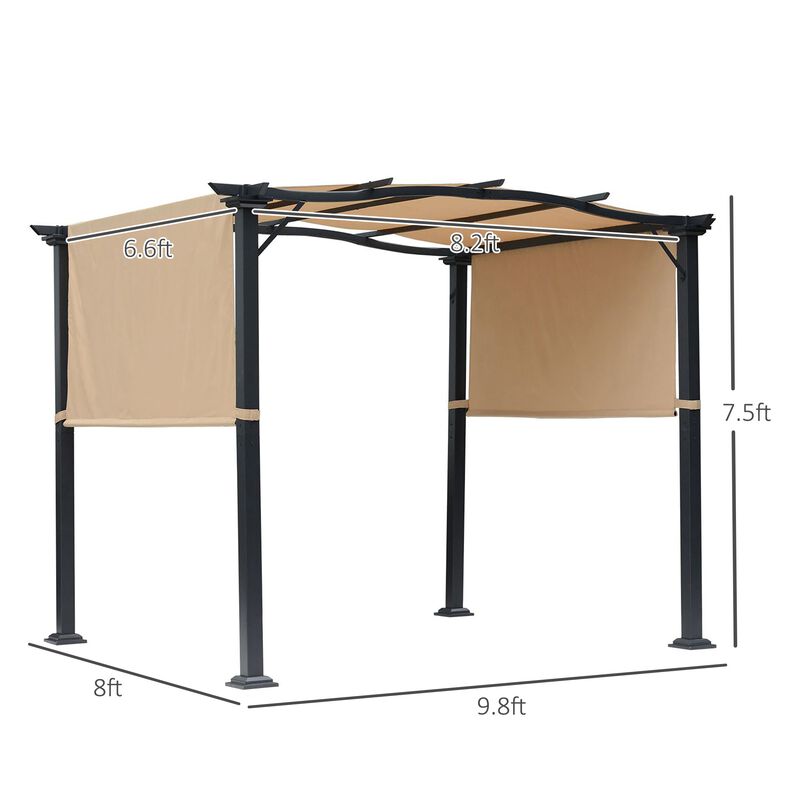 Versatile Outdoor Shade: 8x10 Retractable Pergola Canopy with Steel Frame