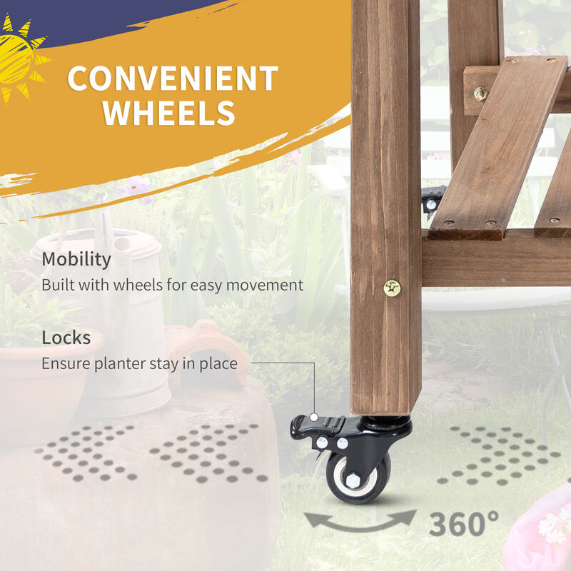 Streamdale Spacious Wheeled Elevated Planter with Storage and Drainage