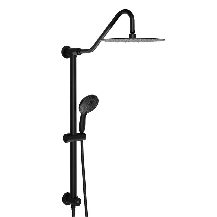 Matte Black 10" Shower System with 5 Function Hand Shower