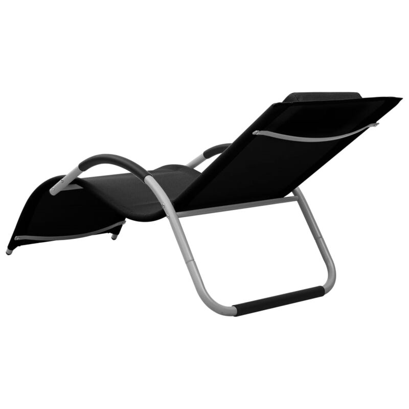 vidaXL Sun Lounger Textilene Black and Gray