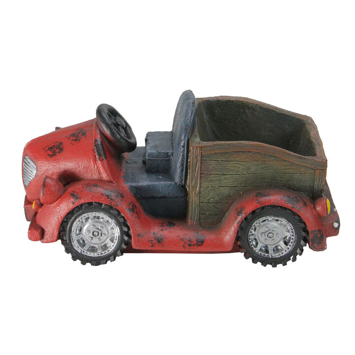 14.5" Red Vintage Car LED Lighted Solar Powered Outdoor Garden Patio Planter
