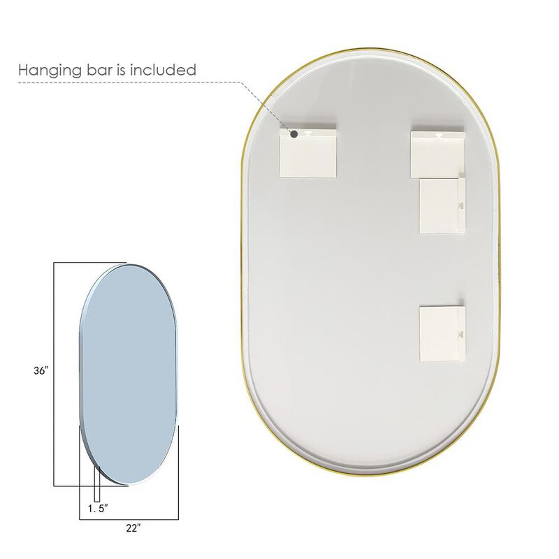Altair Ispra 36 Oval Bathroom/Vanity Brushed Gold Aluminum Framed Wall Mirror