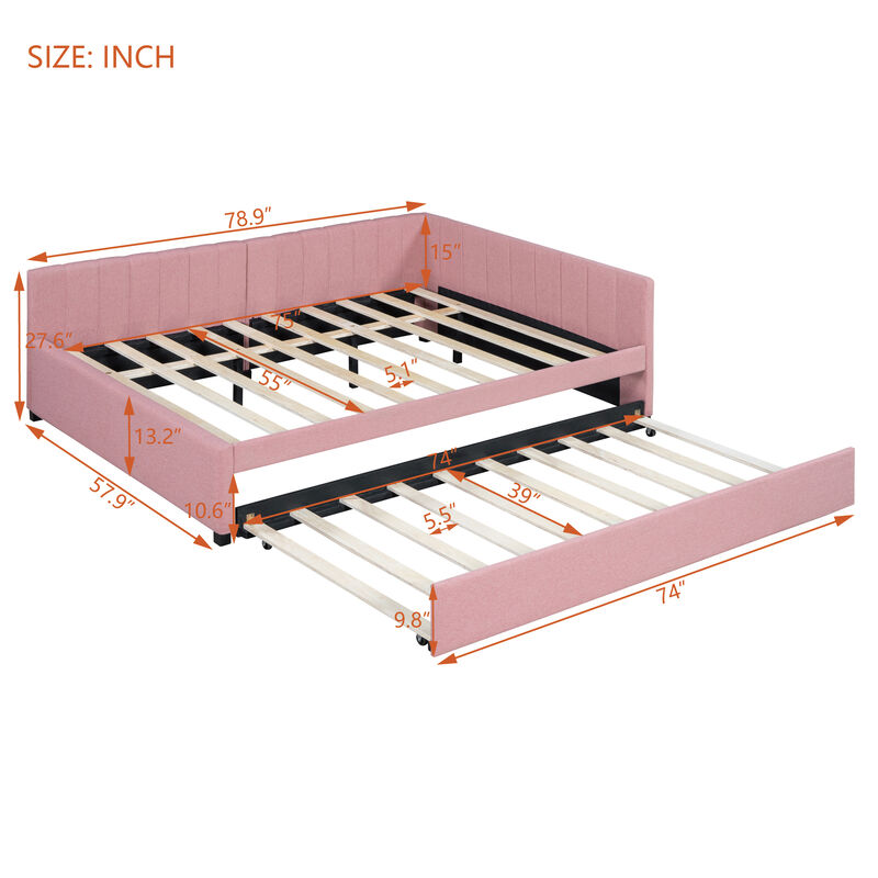 Merax Upholstered Daybed Bed Frame with Trundle