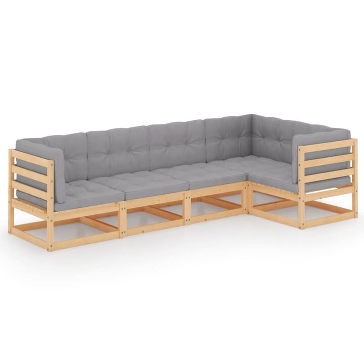 vidaXL 5 Piece Garden Lounge Set with Cushions Solid Pinewood