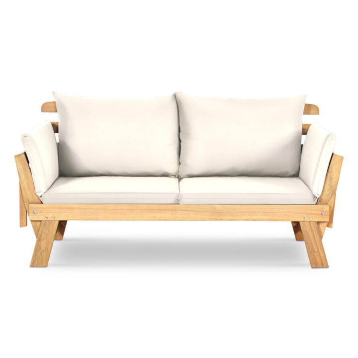 Hivvago Adjustable  Patio Convertible Sofa with Thick Cushion-White